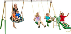 Superdisc Swing Set with Superdisc Swing. 5 User Capacity, Easy Assembly, Metal