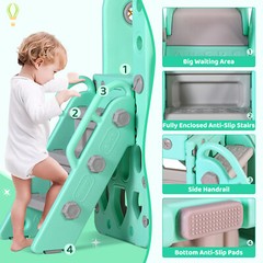 Kids Slide and Swing Set, 5 in 1 Toddler Slide Climber Indoor Outdoor Playground