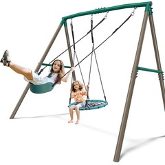 500lb Heavy Duty 7.5ft Tall Swing Set for Playground with 2 Swings Kids Swingset