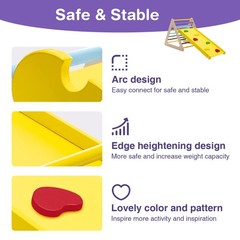 Wonline 3 in 1 Triangle Climber with Ramp Wooden Toddler Climbing Triangle Toys