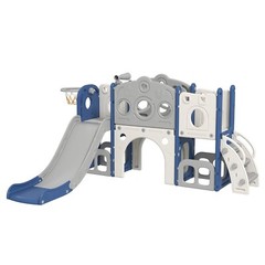 8 in 1 Toddler Climber Slide Playset Outdoor Indoor Slide Playset for Kids Blue