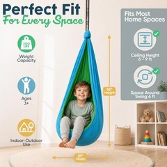 Sensory Swing for Kids Indoor Outdoor – Calming Cocoon Therapy Green/Blue