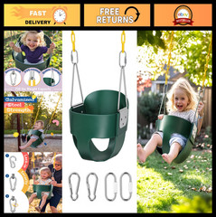 High Back Full Bucket Toddler Swing – Safe Outdoor Baby Swing with Coated Chains