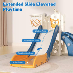 6.1ft Yellow 5-In-1 Toddler Slide Indoor Outdoor Wave Slide Backyard Playground