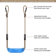 Plastic Swing Seat, Non Slip Tree Swing Set with Adjustable Rope and 2 Carabiner