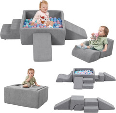 Baby Climbing Blocks with Ball Pit,6Pcs Foam Climbing Toys for Toddlers 1-3 Insi