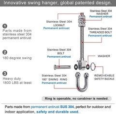 SELEWARE Set of 2 Heavy Duty Swing Hanger 1800LB Capacity, 8-3/4 Inch x 2pcs