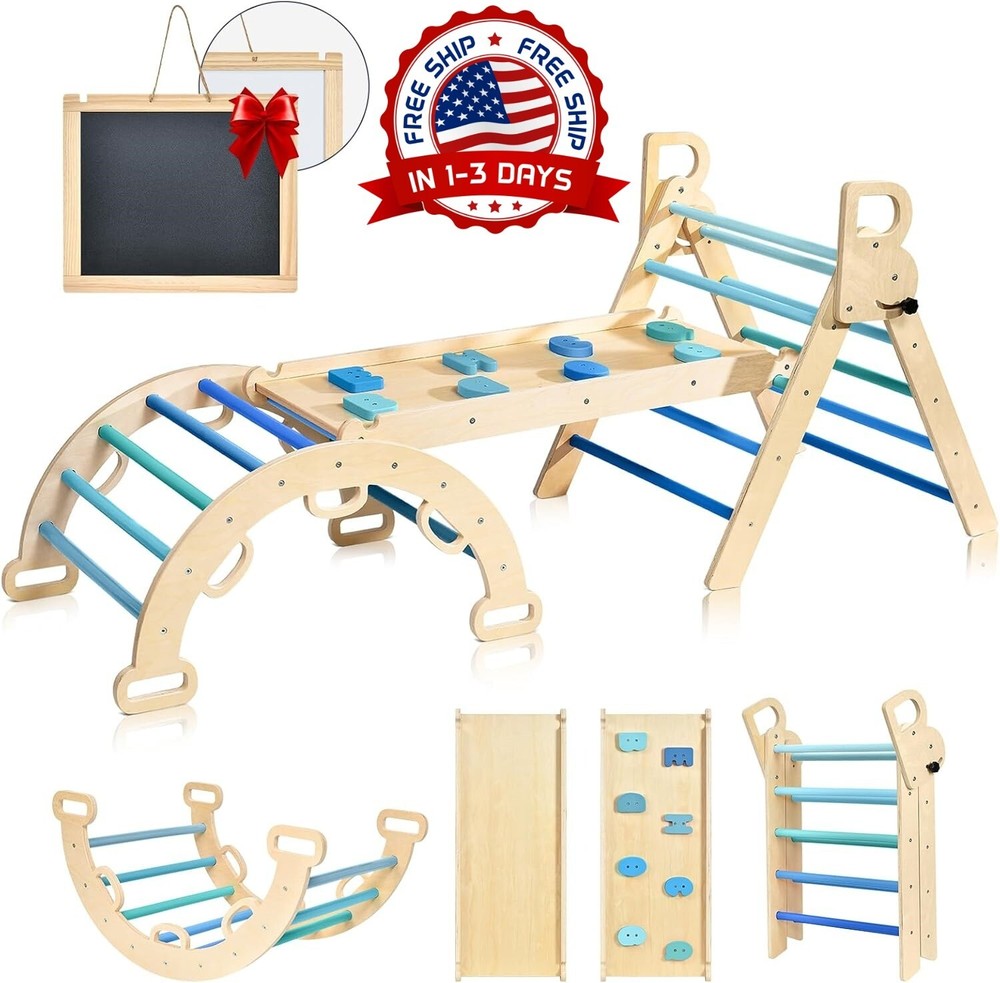 Juego de triángulos Pikler juego de escalada arcoíris Pikler para niños pequeños