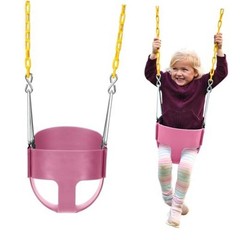 Heavy-Duty High Back Full Bucket Toddler Swing Seat | Coated Chains Fully Pink