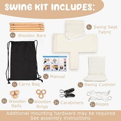 Baby Swing Outdoor Indoor Toddler Swing Seat with Safety Belt, Canvas Cream