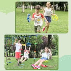 Craft Ninja Warrior Obstacle Course Outdoor Play – 7pc Rings, 2pc Swing Trape…