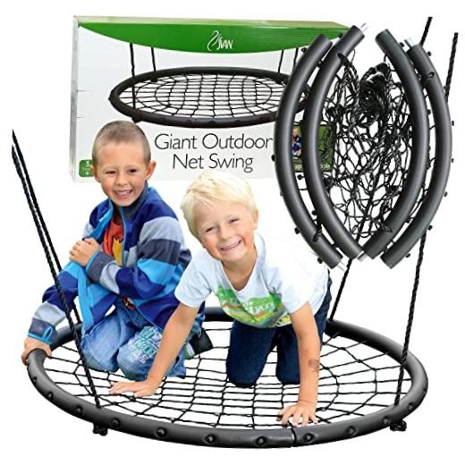 Large 40″ Wide Giant Tree Net Swing w Hanging Rope & Rings- 2 Person | Indoor