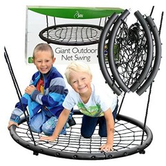 Large 40″ Wide Giant Tree Net Swing w Hanging Rope & Rings- 2 Person | Indoor
