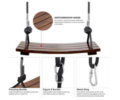 Wooden Swing Seat, Carbonized Hanging Wood Tree Swing 17.7 x 7.9 x 0.5 in for Ad