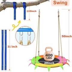 Saucer Swing for Kids Outdoor – 400lb Heavy-Duty Tree Swing with Adjustable