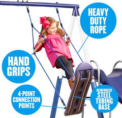 Surf N Swing Painted Steel 5 Station Kids Outdoor Backyard Swing and Play Set wi