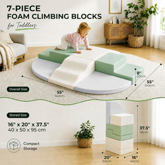 7-Piece Foam Climbing Blocks for Toddlers, Soft Play Climbing Toys Indoor, Baby