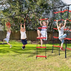 Ninja Line Obstacle Course, 50ft Ninja Slackline with Swing, Monkey Bar, Ladder