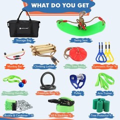 Backyard Obstacle Course Zip Line Slackline Ninja Kit