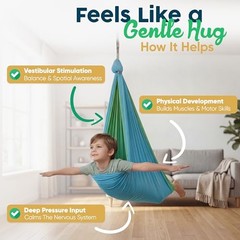 Sensory Swing for Kids Indoor Outdoor – Calming Cocoon Therapy Green/Blue
