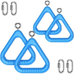 4Pcs Trapeze Swing Bar Rings with Carabiners, Swingset Blue- 4 Pack