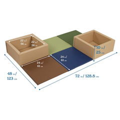 Softzone Play Patch Activity Mat and Toy Bins, Beginner Playset, Earthtone, 6-Pi