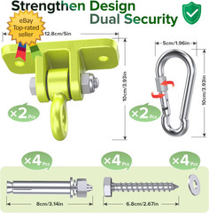 2 Pack Heavy Duty Swing Hangers with Locking Hooks for Porch Patio Playground