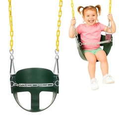 Heavy-Duty High Back Half Bucket Toddler Swing Seat with Coated Swing Chains