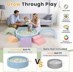 Foam Climbing Blocks for Toddlers, 38 X 38In round Ball Pit for Babies, 8Pcs Tod