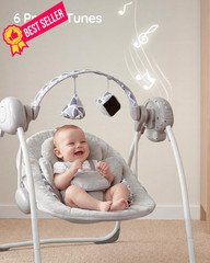 Portable Baby Swing for Infants, Adjustable Speed, Grey Velvet