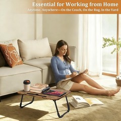 Lap Desk Foldable Laptop Table Portable Bed Tray Desk with Holders for Cup an…