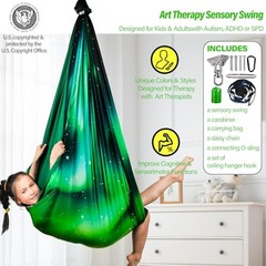 Sensory Swing for Kids & Adults Holds 300lbs Indoor & Aurora Green