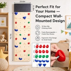 Rock Climbing Wall for Kids, 82.5 x 23.6 Inch Indoor Gym Playground Play Set …