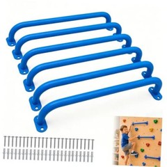 17 Inch Metal Playground Handles Set of 6, Heavy-Duty Climbing Wall Grab Blue