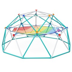 Hapfan 10ft Climbing Dome with Hammock Cargo Net Jungle Gym Outdoor Monkey Bars