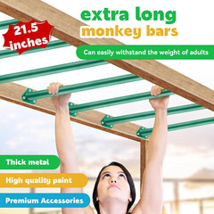 15 Set Metal Monkey Bars Rungs for Indoor/Outdoor Climbing – Green