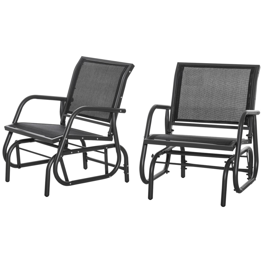 Outdoor Rocking Glider Set: Steel, UV-Resistant Mesh, 264lb, for Porch Garden