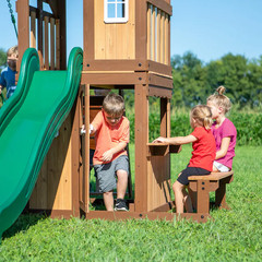 Residential Wood Playset with 2 Swings and Slide Included