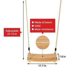 Wooden Tree Swings Tree Swing for Adults Children Kid’s Wood Swing Seat with …