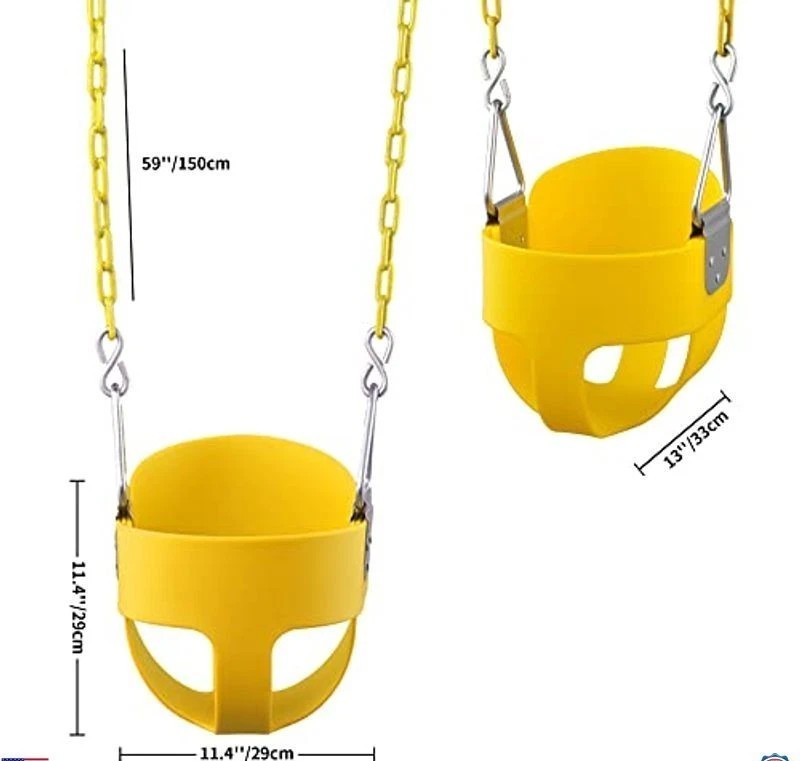 Heavy-Duty High Back Half Bucket Toddler Swing Seat with Coated Swing Chains