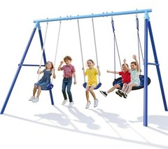 Heavy Duty Swing Set for Kids Ages 3-8 – 600 lbs Capacity Outdoor Metal A