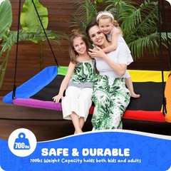 60″ Rectangle Platform Tree Swing for Kids Adults, 700lb Capacity Outdoor Gia…