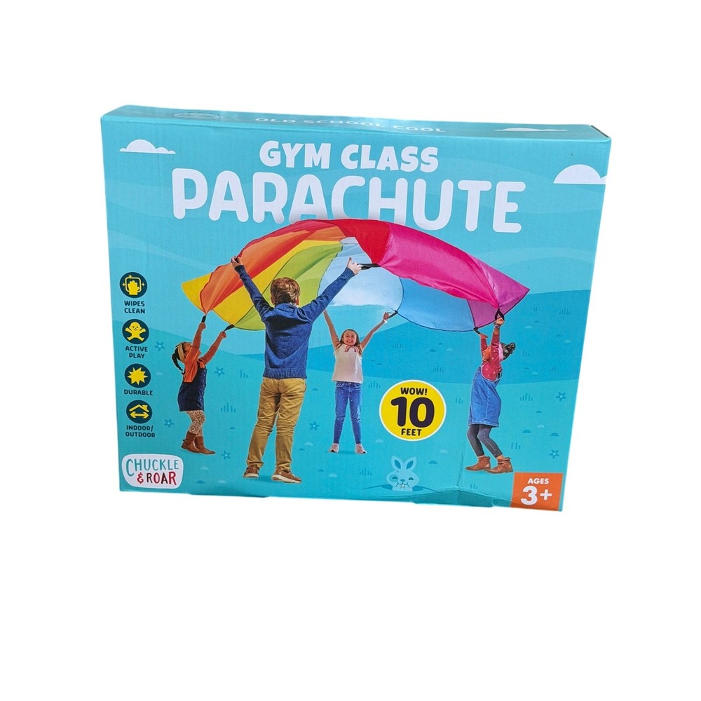 Chuckle & Roar Gym Class Parachute 10 Foot Kids Active Outdoor Play Game Toy New