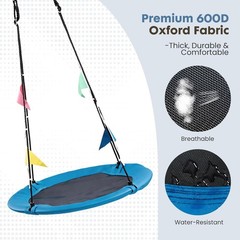 40Inch Saucer Tree Swing for Kids&Adult w/Adjustable Rope&Colorful Flags,Blue