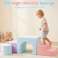 Toddler Climbing Toys Indoor, 6 PCS Foam Climbing Blocks for Baby Crawling Slidi