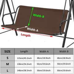 Swing Seat Cover for 2/3 Seater Outdoor Patio Swing 600D Thicken Oxford Porch…