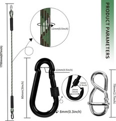 Heavy Duty Tree Swing Rope Set 5.6ft Green Adjustable Hammock Straps