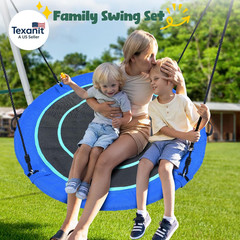 50″ Large Saucer Swing with Frame for Kids Outdoor, 6.5 Ft Tall 500 Lbs Swing Se