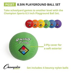 8.5″ Playground Ball Set – Two-Ply, Nylon Wound, 6 Color Variety for Outdoor Fun