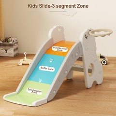 3In1 Kid Folding Slide With Climber,Basketball Hoop,Freestanding Slide Toy White